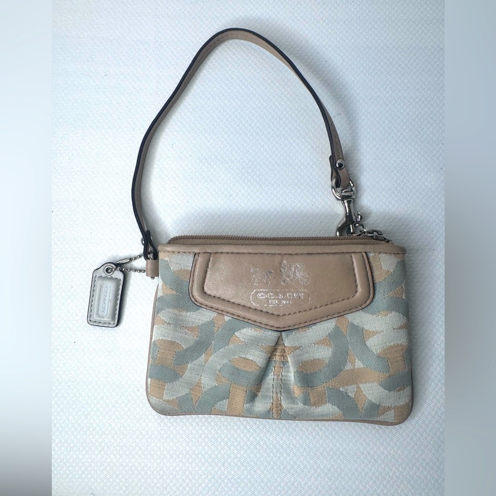 COACH Womens Mini ID Wrist Wallet with a Zip-Top